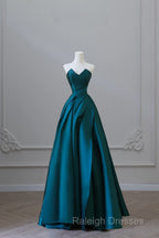 Classy Ball Gown Strapless Satin Ruffles Long Evening Dress Prom Dresses
