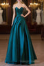 Classy Ball Gown Strapless Satin Ruffles Long Evening Dress Prom Dresses