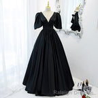 Classy Black Prom Dress Formal Dresses with Bubble Sleeves