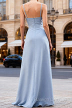 Classy Blue Chiffon A-Line Long Bridesmaid Dresses