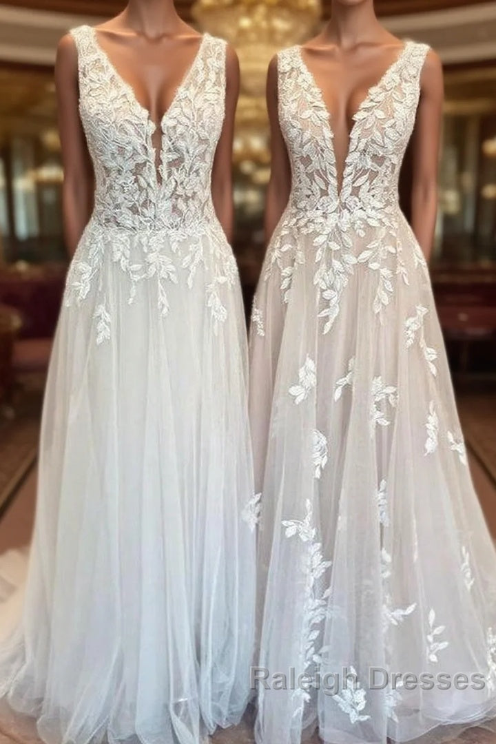 Classy Long A Line Sweetheart Appliques Lace Open Back Wedding Dresses