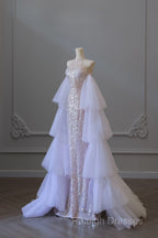 Classy Mermaid High Neckline Sequin Ruffles Long Evening Dress Prom Dresses