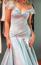 Classy Mermaid Off The Shoulder Light Sky Blue Prom Dresses Prom Dress