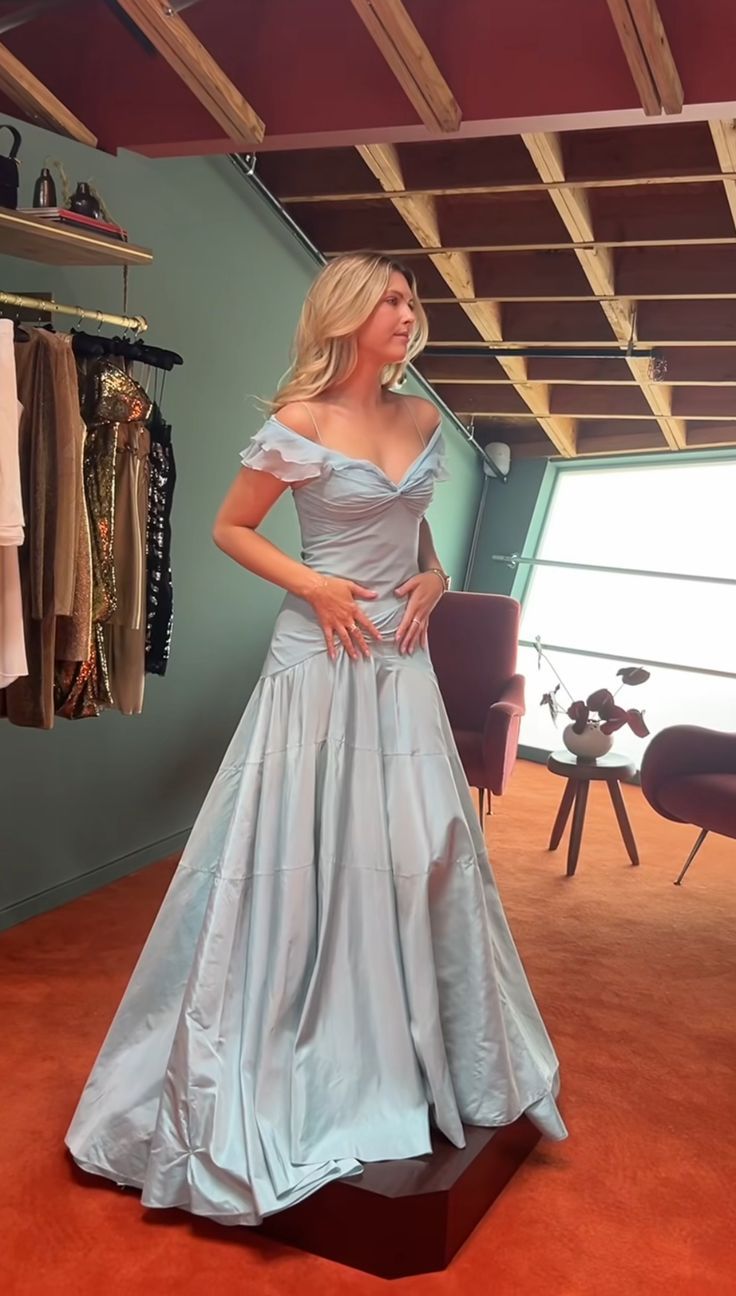 Classy Mermaid Off The Shoulder Light Sky Blue Prom Dresses Prom Dress
