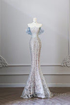 Classy Mermaid Off The Shoulder Neckline Sequin Ruffles Long Evening Dress Prom Dresses