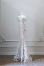 Classy Mermaid Off The Shoulder Neckline Sequin Ruffles Long Evening Dress Prom Dresses
