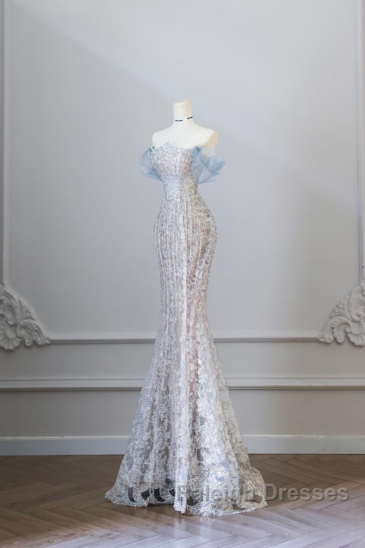 Classy Mermaid Off The Shoulder Neckline Sequin Ruffles Long Evening Dress Prom Dresses