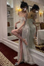 Classy Mermaid Off The Shoulder Sequin Slit Long Prom Dress