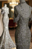 Classy Mermaid Off The Shoulder Silver Sequin Long Prom Dresses
