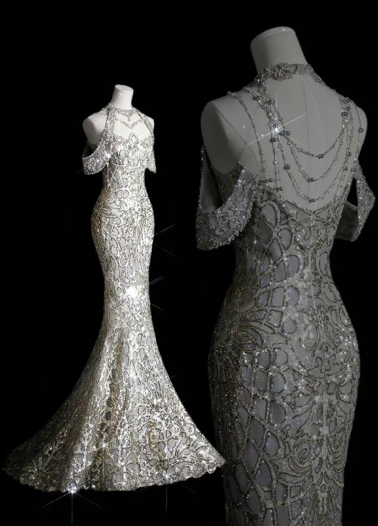 Classy Mermaid Off The Shoulder Silver Sequin Long Prom Dresses Prom Dress