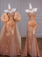 Classy Mermaid Off The Shoulder Slit Sequin Long Prom Dresses Prom Dress