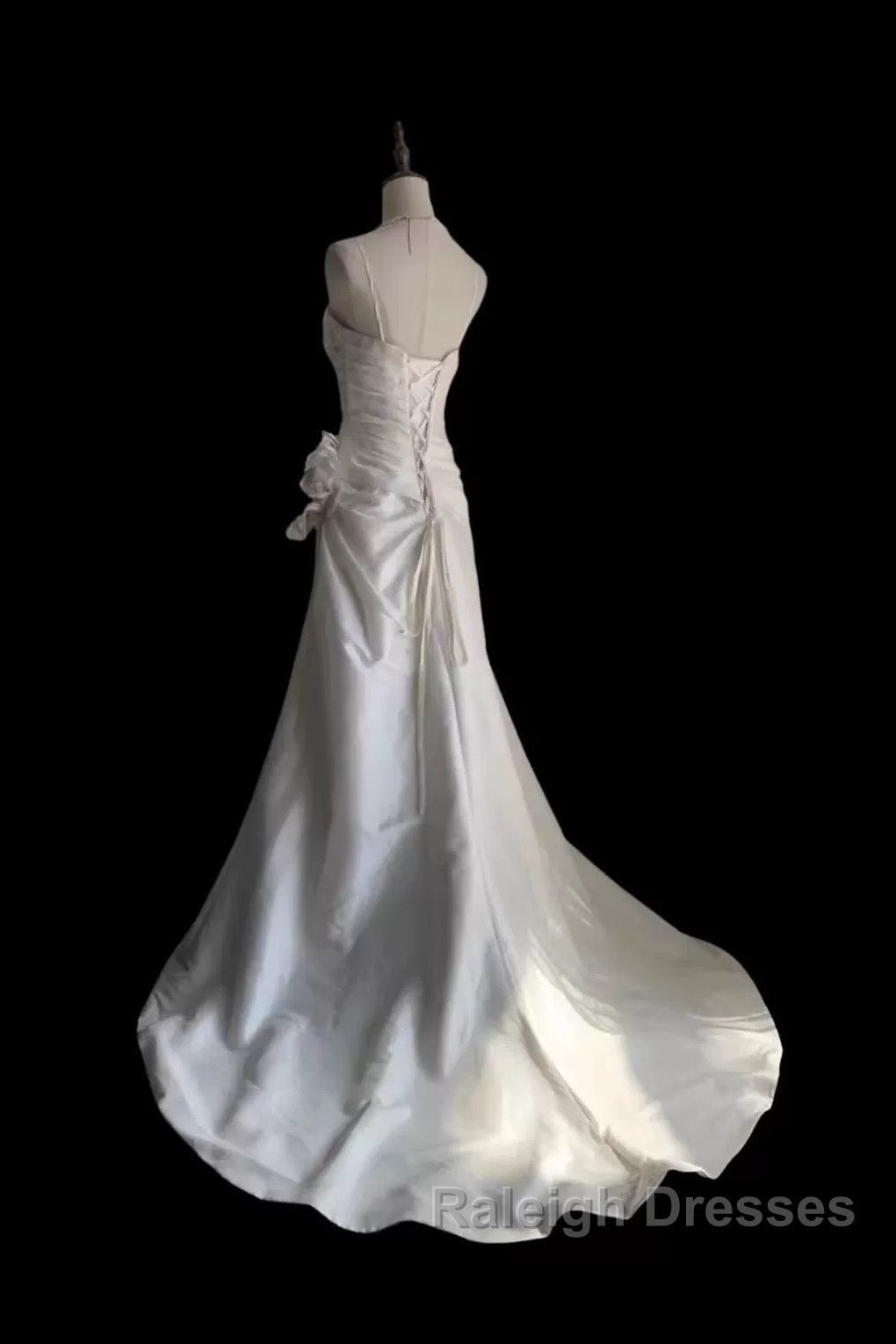 Classy Mermaid Spaghetti Straps White Satin Long Wedding Dresses Bridal Dress Secondary image