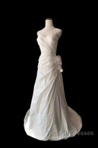 Classy Mermaid Spaghetti Straps White Satin Long Wedding Dress Bridal Dresses