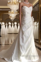 Classy Mermaid Spaghetti Straps White Satin Long Wedding Dresses Bridal Dress