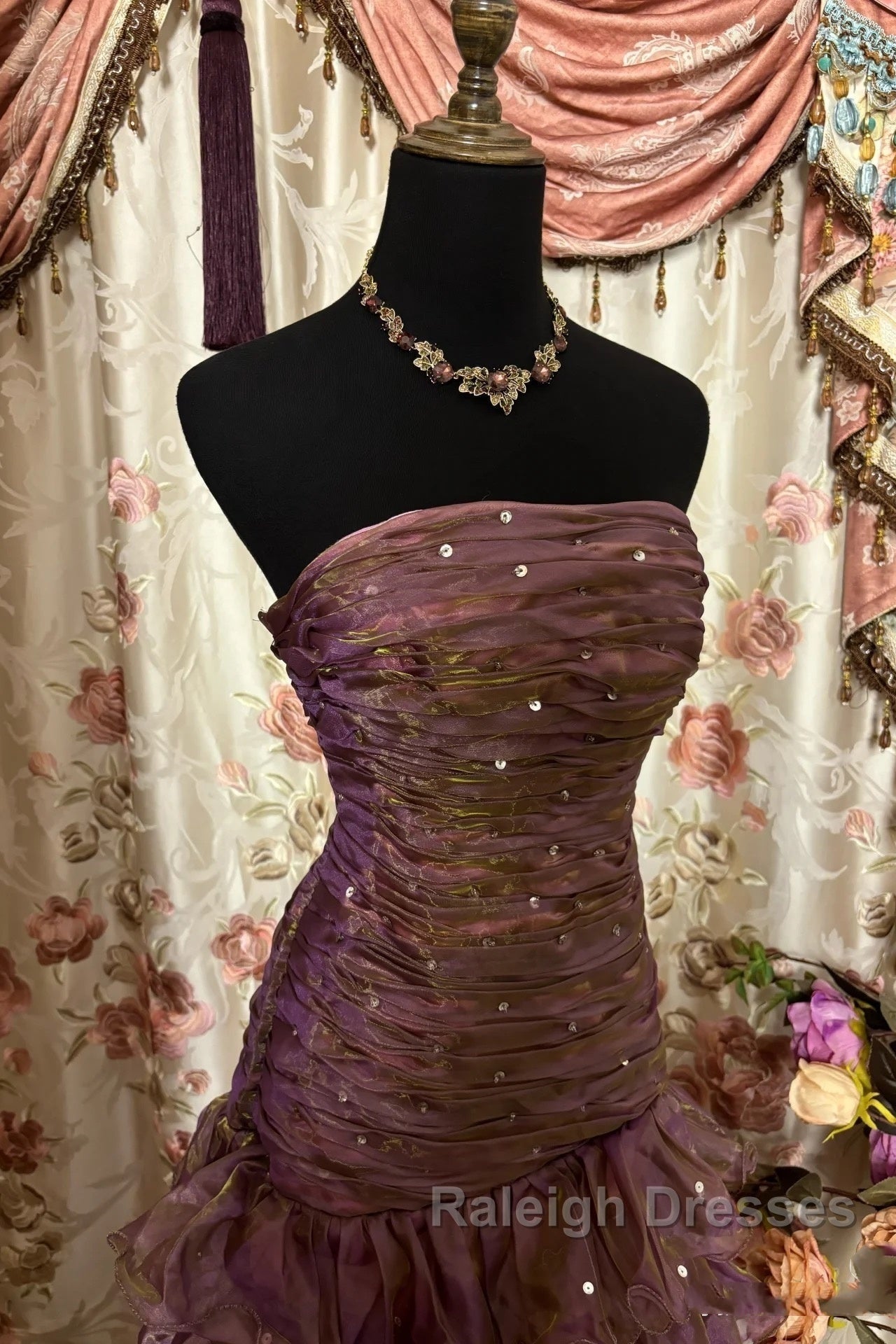 Classy Mermaid Strapless Ruffles Long Evening Dress Prom Dresses Secondary image