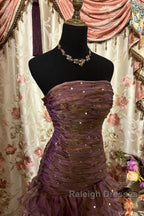 Classy Mermaid Strapless Ruffles Long Evening Dress Prom Dresses