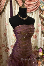 Classy Mermaid Strapless Ruffles Long Prom Dresses