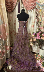 Classy Mermaid Strapless Ruffles Long Prom Dresses Prom Dress