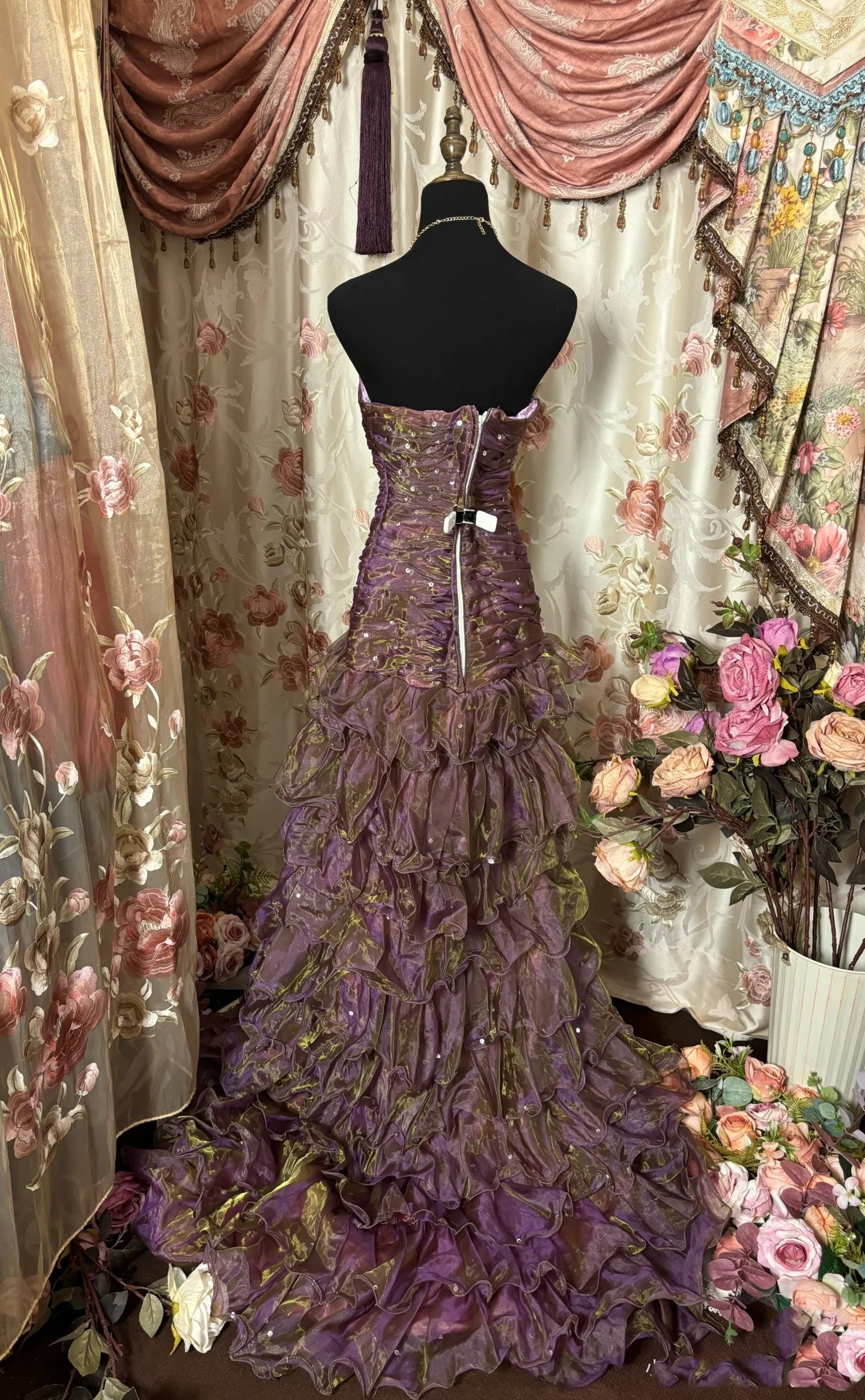 Classy Mermaid Strapless Ruffles Long Prom Dresses Prom Dress