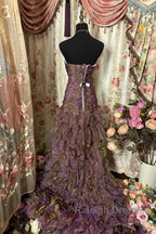 Classy Mermaid Strapless Ruffles Long Evening Dress Prom Dresses