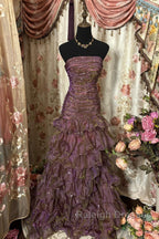 Classy Mermaid Strapless Ruffles Long Evening Dress Prom Dresses