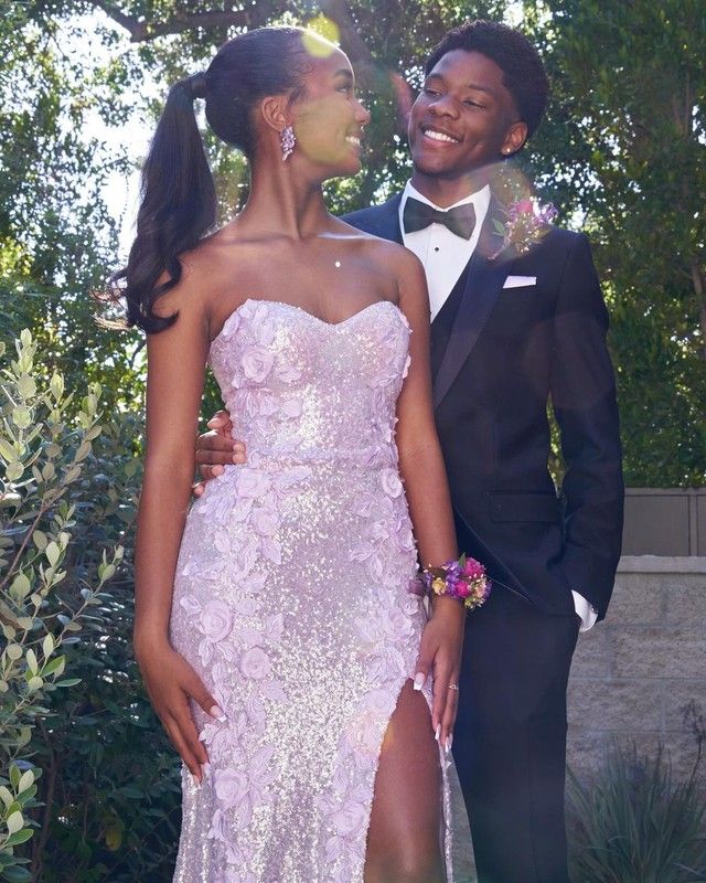 Classy Mermaid Sweetheart Lilac Sequin Slit Long Prom Dresses Prom Dress Main image