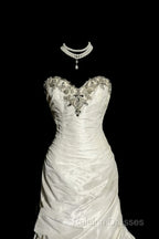 Classy Mermaid Sweetheart Taffeta Ivory Long Wedding Dresses Bridal Dress