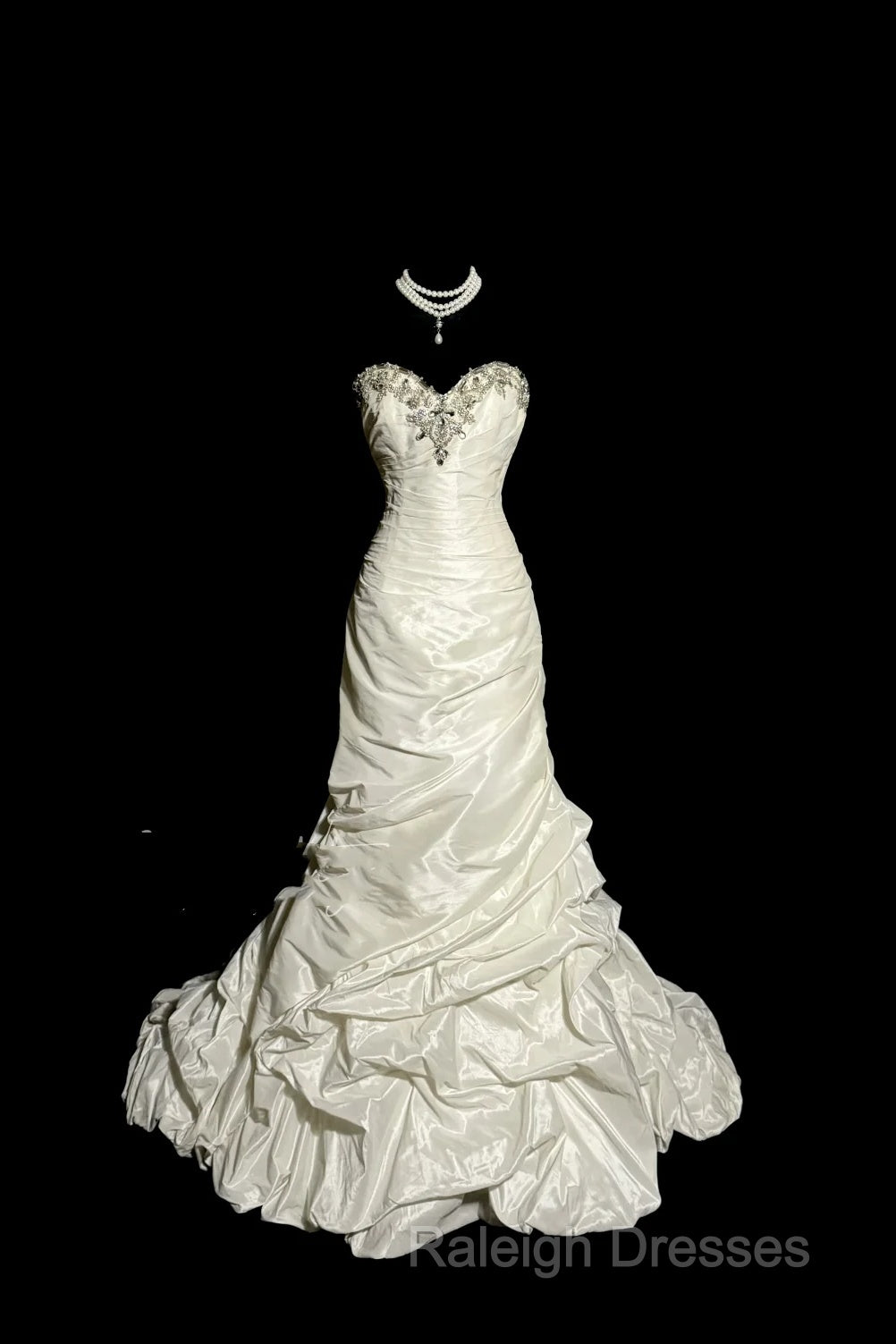 Classy Mermaid Sweetheart Taffeta Ivory Long Wedding Dresses Bridal Dress