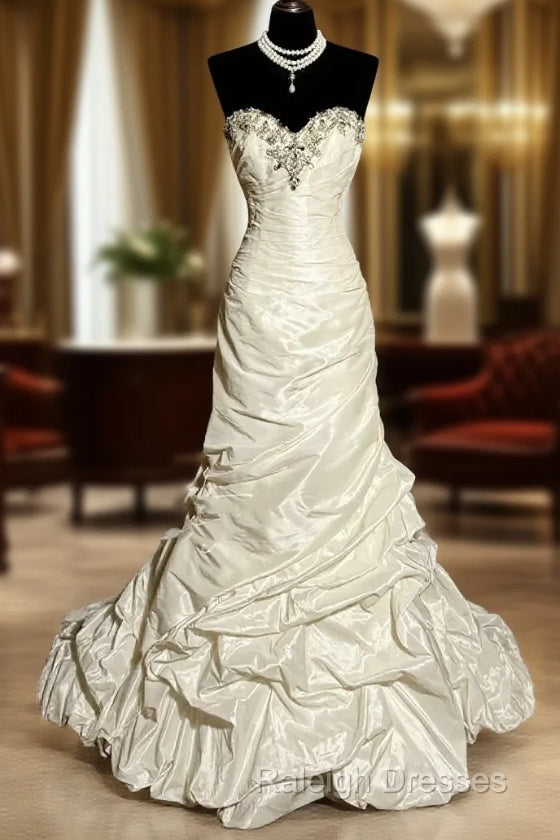 Classy Mermaid Sweetheart Taffeta Ivory Long Wedding Dress Bridal Dresses Main image