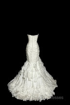 Classy Mermaid Sweetheart Tulle Ivory Long Wedding Dresses Bridal Dress