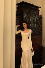 Classy Mermaid U Neckline Prom Dresses Birthday Outfits Evening Gown