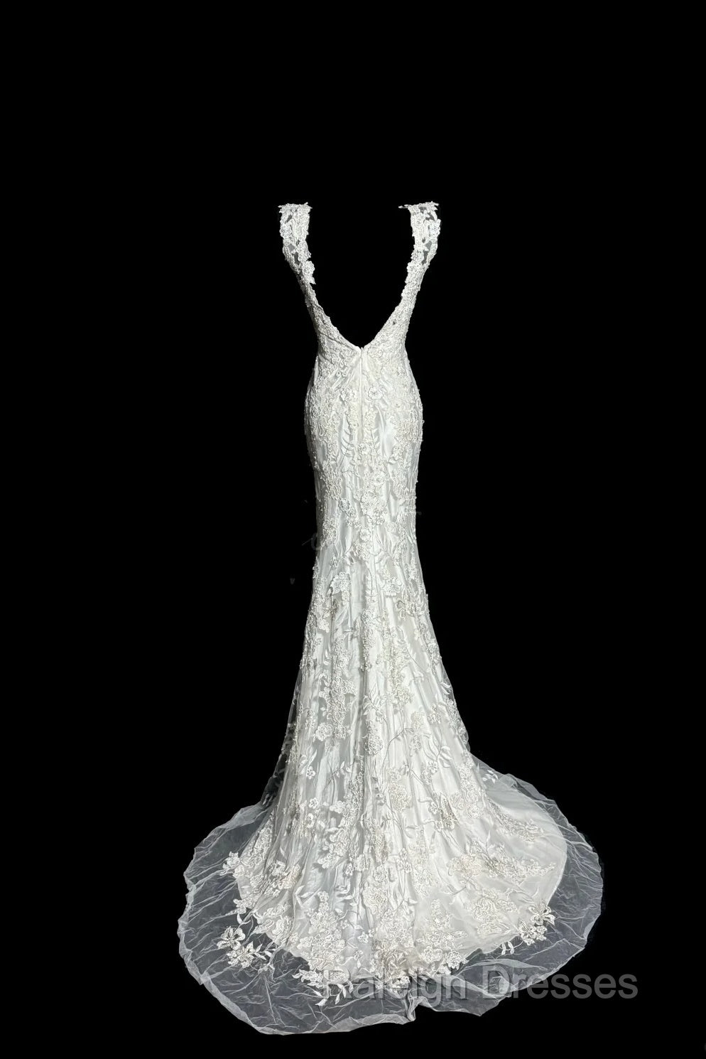 Classy Mermaid V Neckline Lace Ivory Long Wedding Dresses Bridal Dress