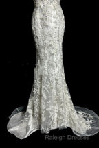 Classy Mermaid V Neckline Lace Ivory Long Wedding Dress Bridal Dresses