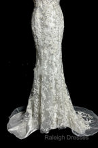 Classy Mermaid V Neckline Lace Ivory Long Wedding Dresses Bridal Dress