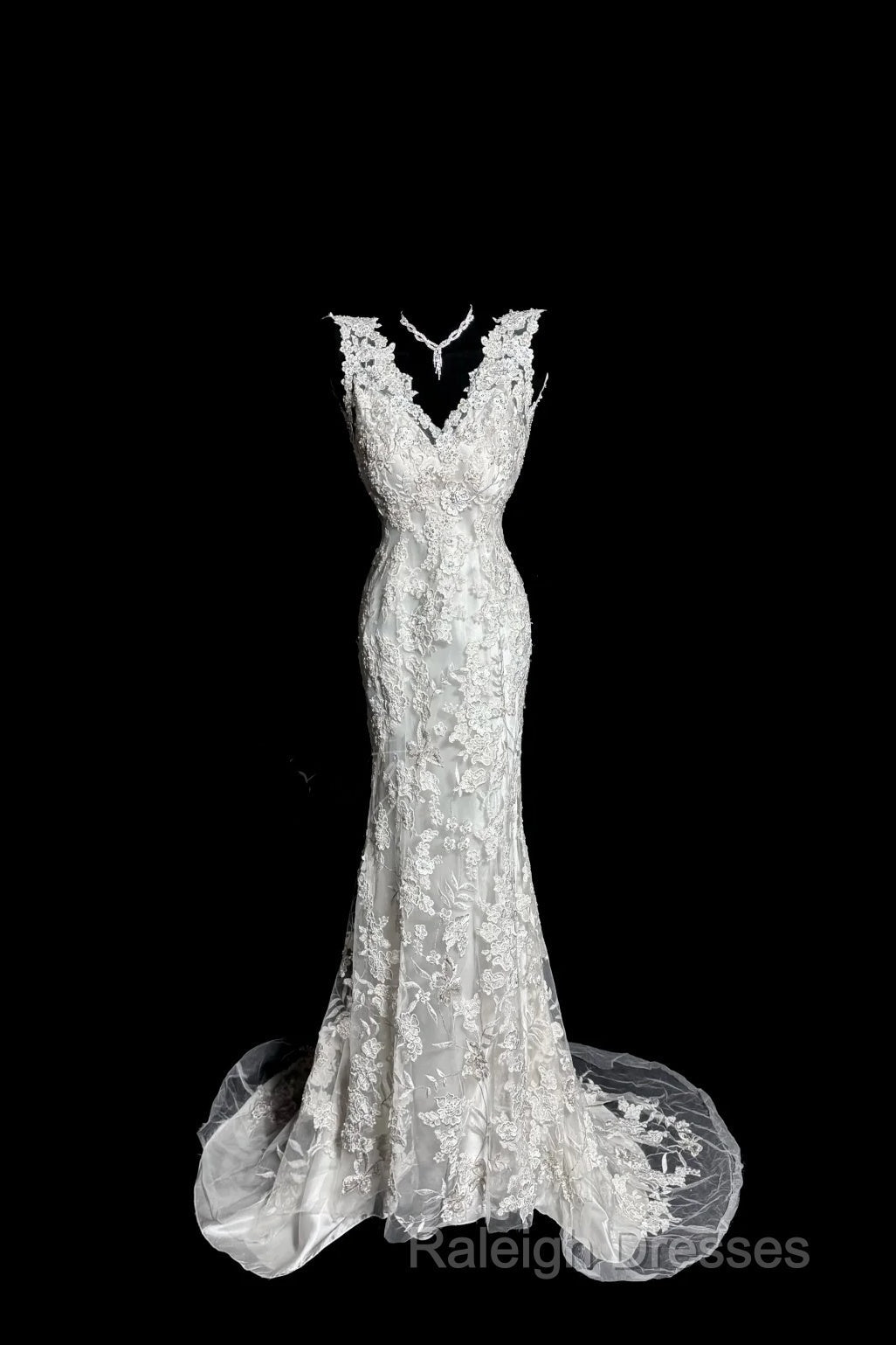 Classy Mermaid V Neckline Lace Ivory Long Wedding Dresses Bridal Dress