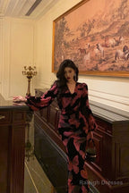 Classy Mermaid V Neckline Long Sleeves Black Velvet Pink Butterfly Prom Dress Birthday Outfits