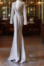 Classy Mermaid V Neckline Long Sleeves Sequin Ruffles Long Evening Dress Prom Dresses