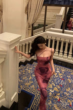 Classy Sheath Floral Pink Prom Dresses Birthday Outfits Evening Gown