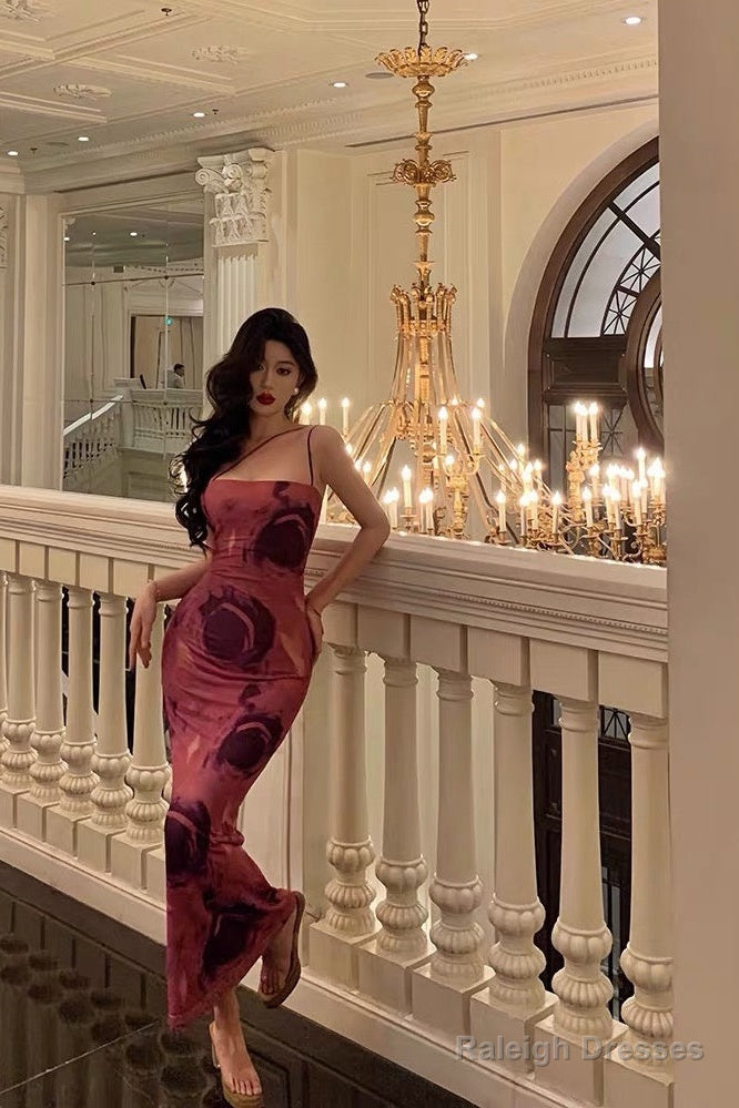 Classy Sheath Floral Pink Prom Dresses Birthday Outfits Evening Gown Main image