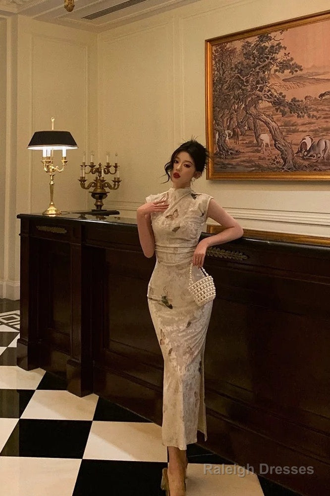 Classy Sheath High Neckline Velvet Flora Prom Dresses Birthday Outfits Evening Gown Secondary image