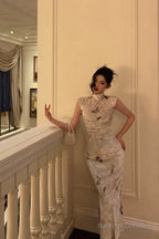 Classy Sheath High Neckline Velvet Flora Prom Dresses Birthday Outfits Evening Gown