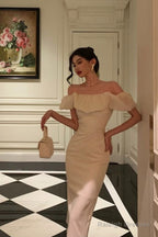 Classy Sheath Off The Shoulder White Prom Dresses Birthday Outfits