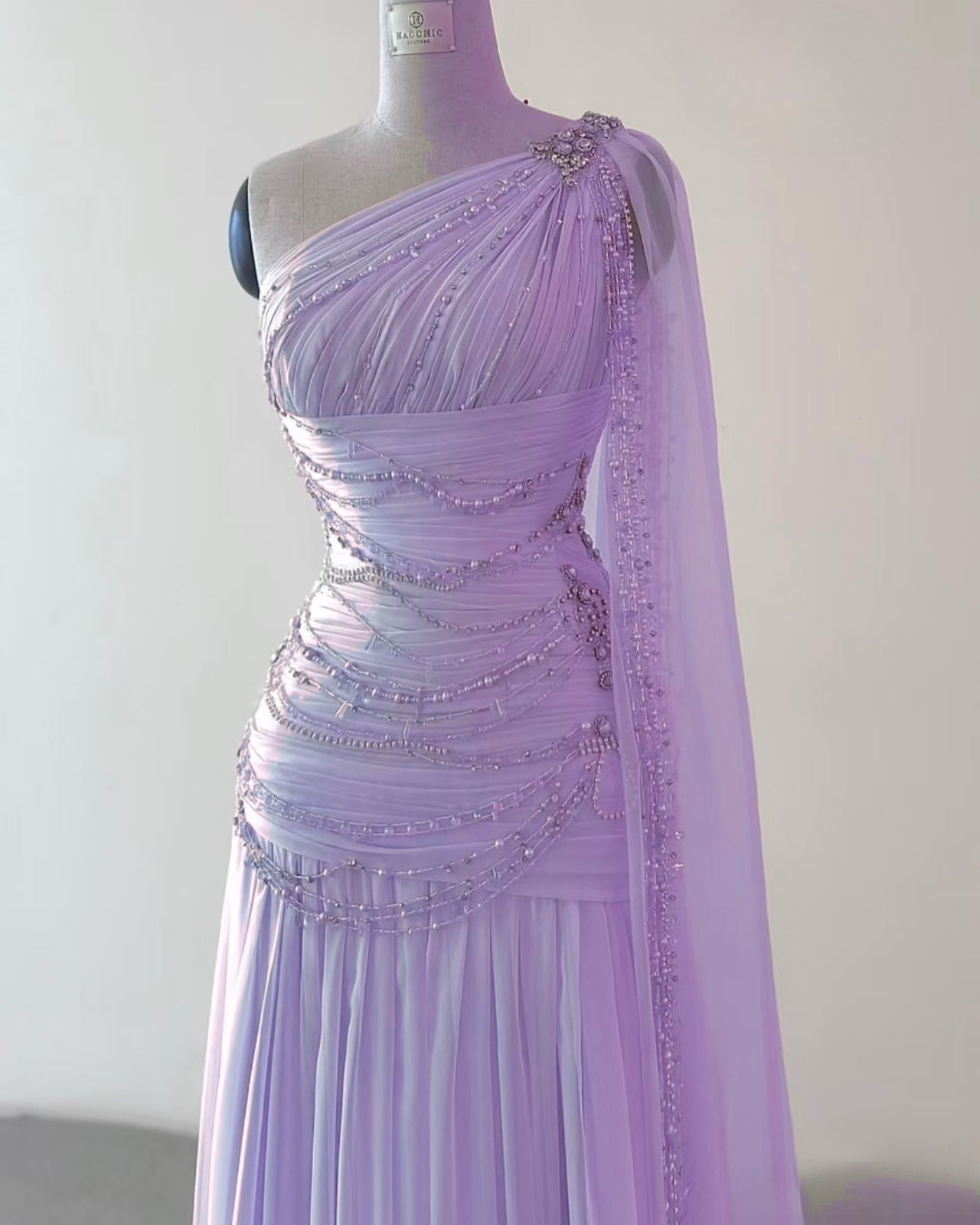 Classy Sheath One Shoulder Pink Long Chiffon Prom Gowns Prom Dress