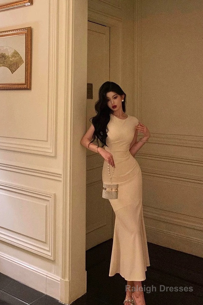 Classy Sheath Scoop Neckline Ivory Prom Dresses Birthday Outfits Evening Gown Secondary image