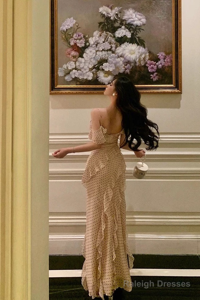 Classy Sheath Spaghetti Straps Floral Long Slit Prom Dresses Birthday Outfits Evening Gown Secondary image