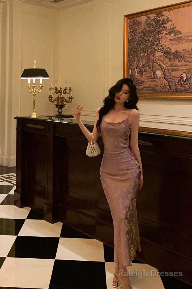 Classy Sheath Spaghetti Straps Lilac Prom Dresses Birthday Outfits Evening Gown Secondary image