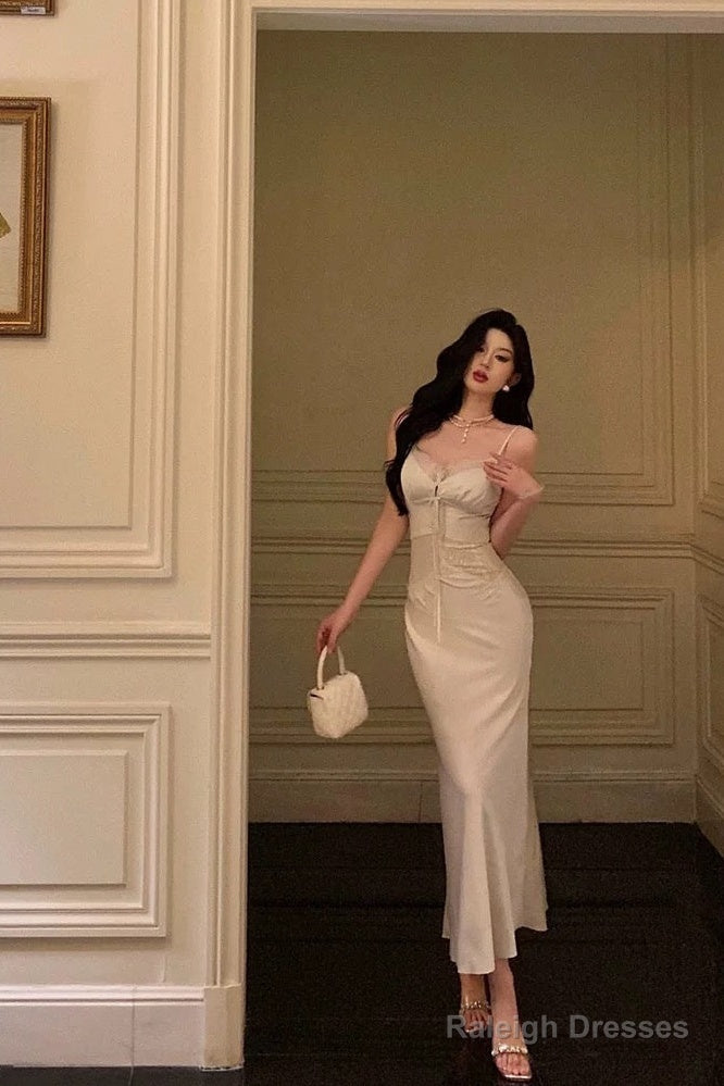 Classy Sheath Spaghetti Straps Slit Long Prom Dresses Birthday Outfits Secondary image