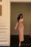 Classy Sheath Square Neckline Long Sleeves Pink Prom Dresses Birthday Outfits