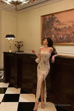 Classy Sheath Strapless Floral Ivory Long Prom Dresses Birthday Outfits Evening Gown