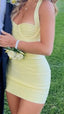 Classy Sheath Sweetheart Neck Yellow Short Mini Prom 8Th Grade Homecoming Dress Middle School Hoco Court Dresses 21St Birthday Dresses Hoco Outfits